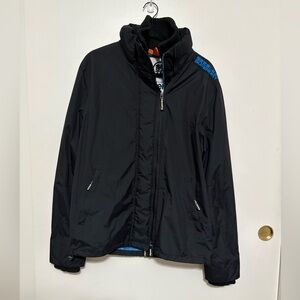 Superdry Men's Black Windcheater tech rain Jacket Japan LG Cozy Snow Large Black